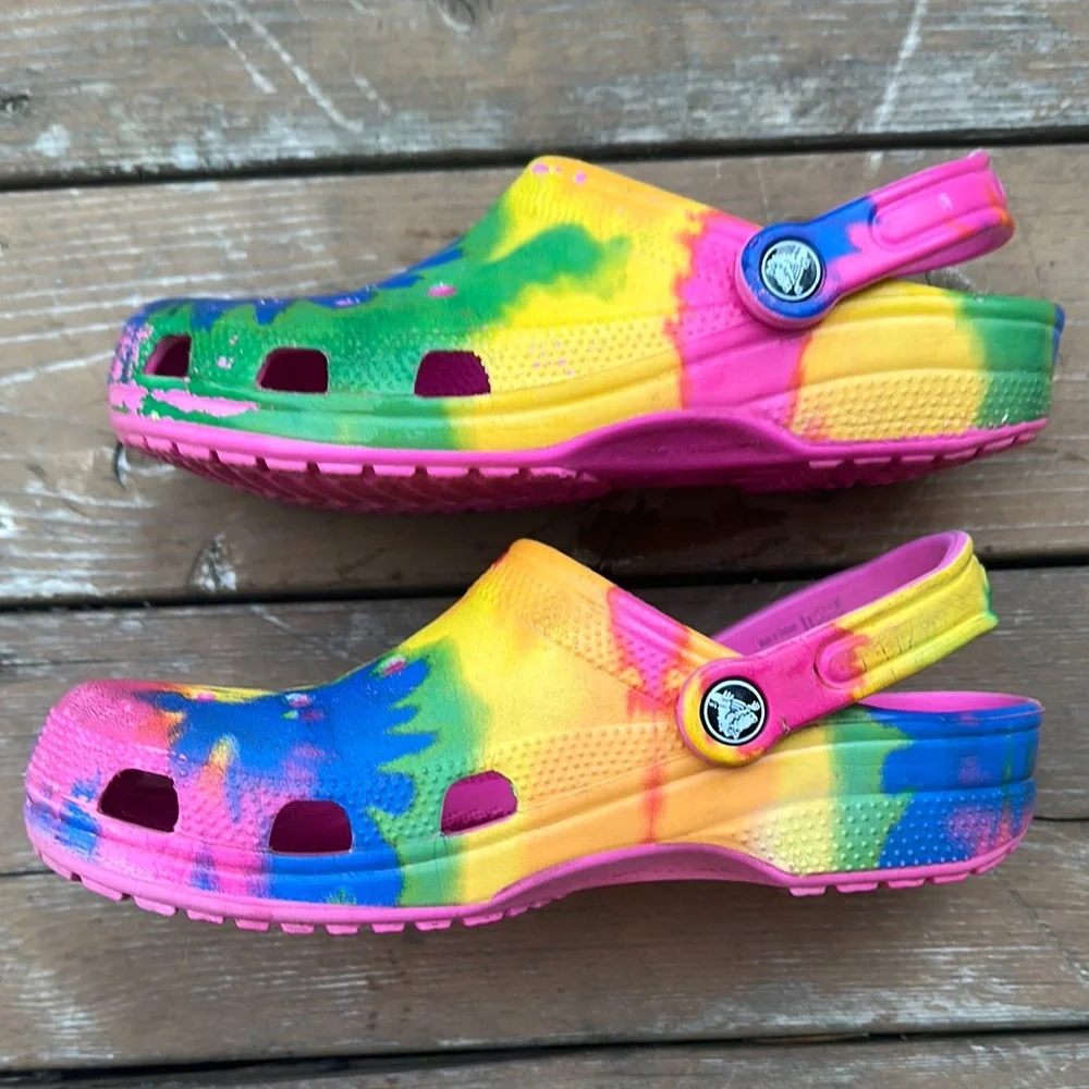 CROCS Pink and Yellow Sandals Playful and Stylish - Picture 4 of 6